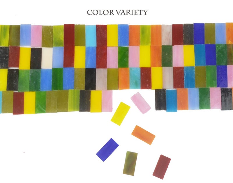 Lanyani 400 Pieces/17.6oz Rectangle Mosaic Tiles Stained Glass for Crafts and Home Decorations Assorted Colors Textures - Image 4